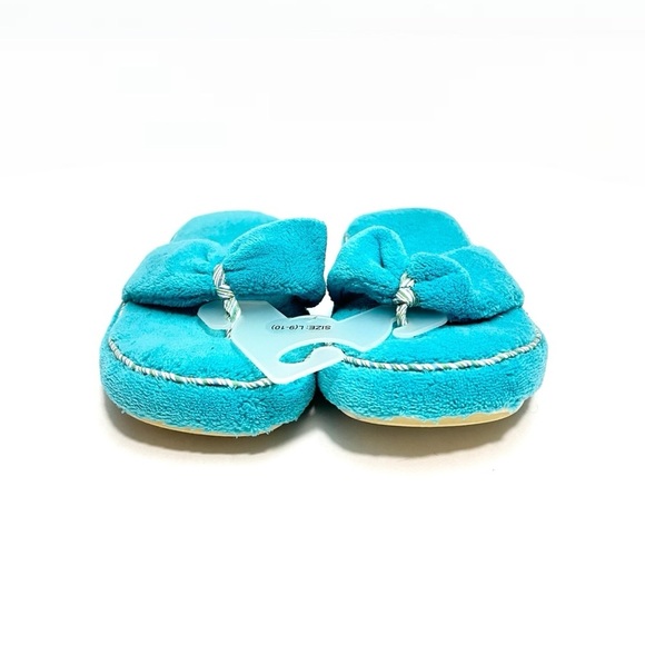 Vintage 1990s deadstock turquoise terrycloth thong style platform slippers - Picture 2 of 8